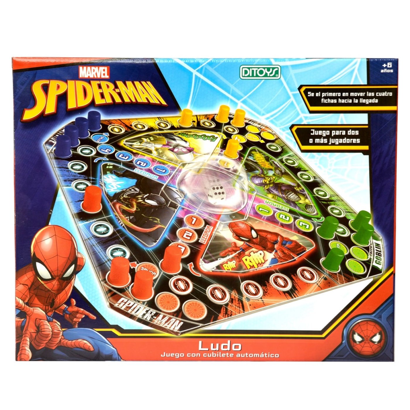 Juego Ludo C/cubile Automático Spiderman Marvel Ditoys