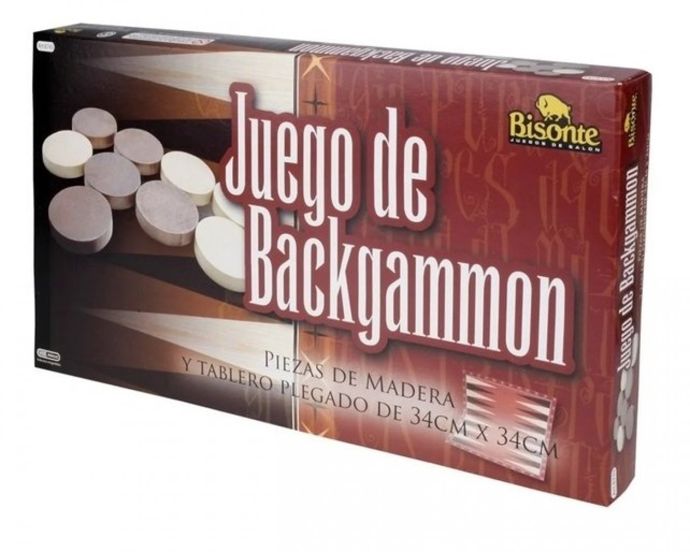 Backgammon Juego De Mesa Piezas Madera 34 Cm X 34 Cm Bisonte