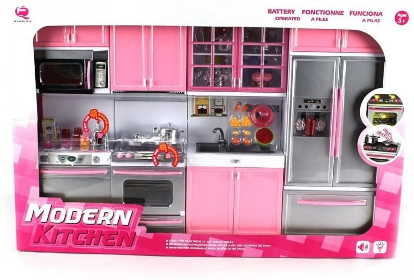 Cocina 50cms Barbie 4 Modulos Luz Y Sonido + Accesorios