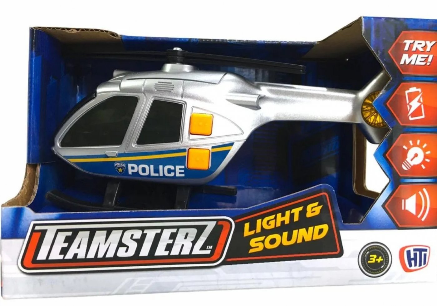 Teamsterz Helicoptero Policia Gris  Luz Sonido Original 