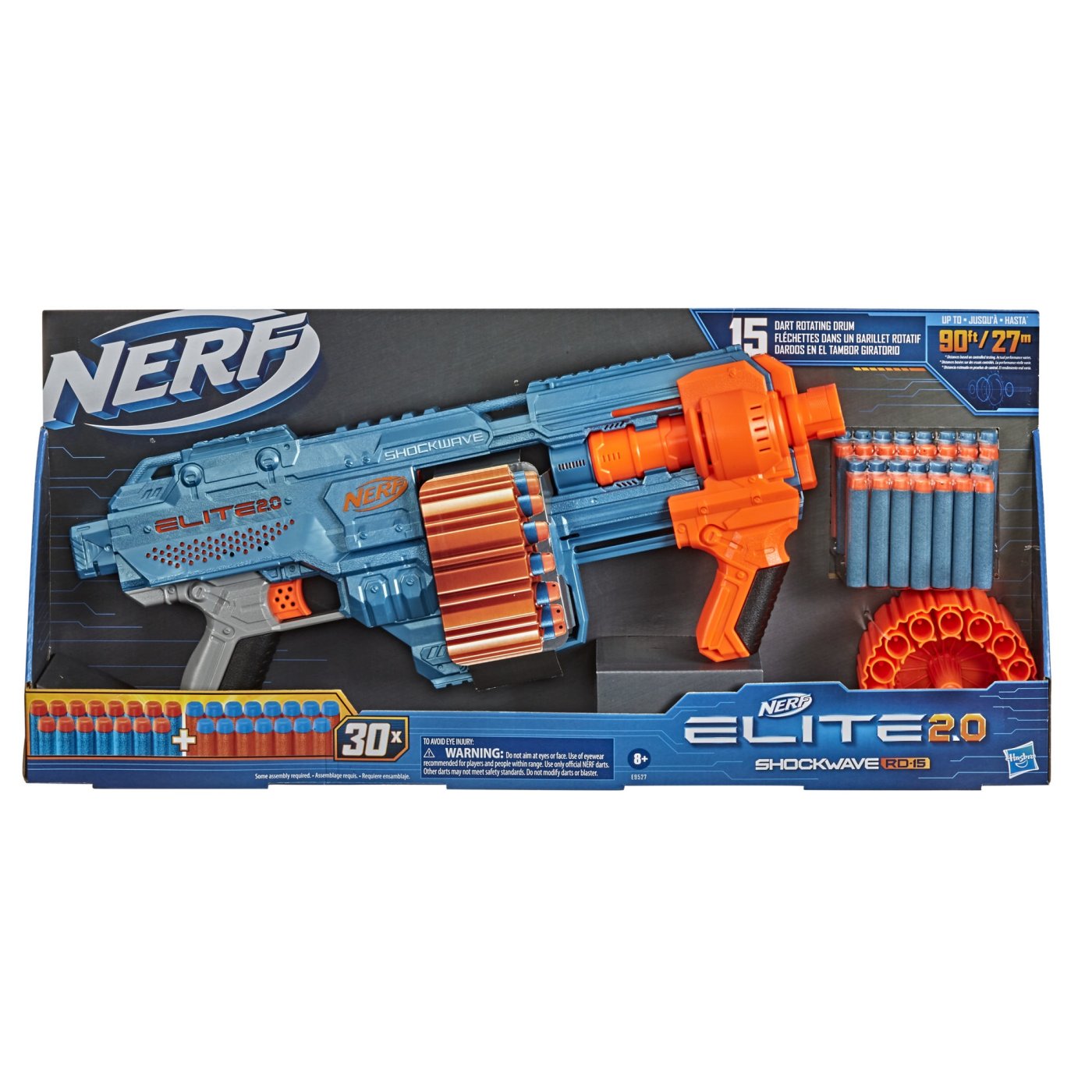 Rifle Nerf Elite 2.0 Shockwave Con Cargador 21 Mts 30 Dados