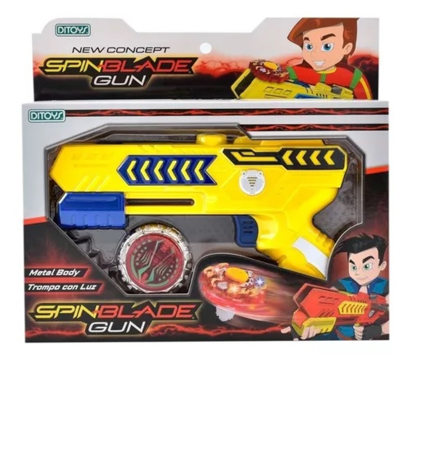 Pistola Lanza Trompo Spin Blade Gun Con Luz Ditoys