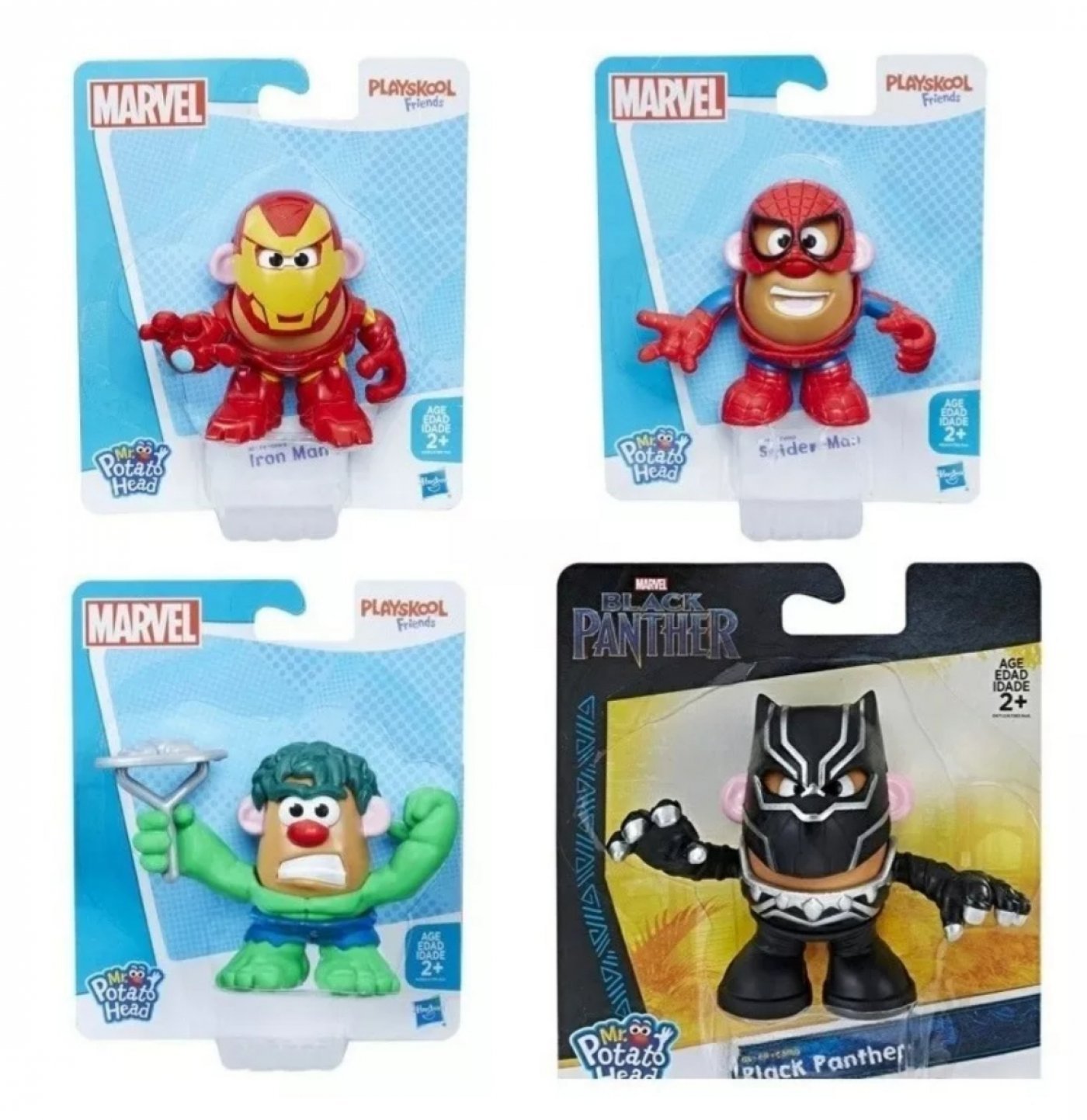 Mr Potato Hulk,Iron man,Black Panther ,Spiderman