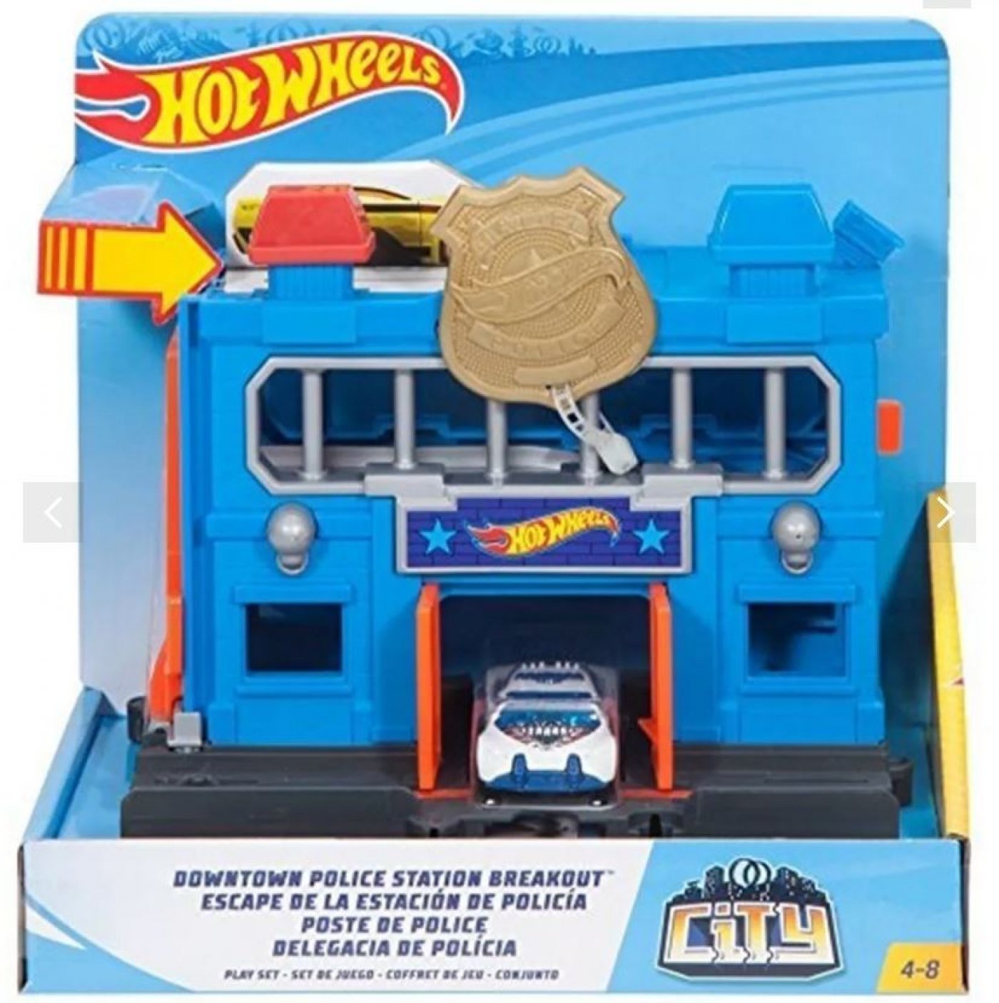 pista de coches de juguete Hot Wheels Escape de la estación de policías Mattel FRH33 